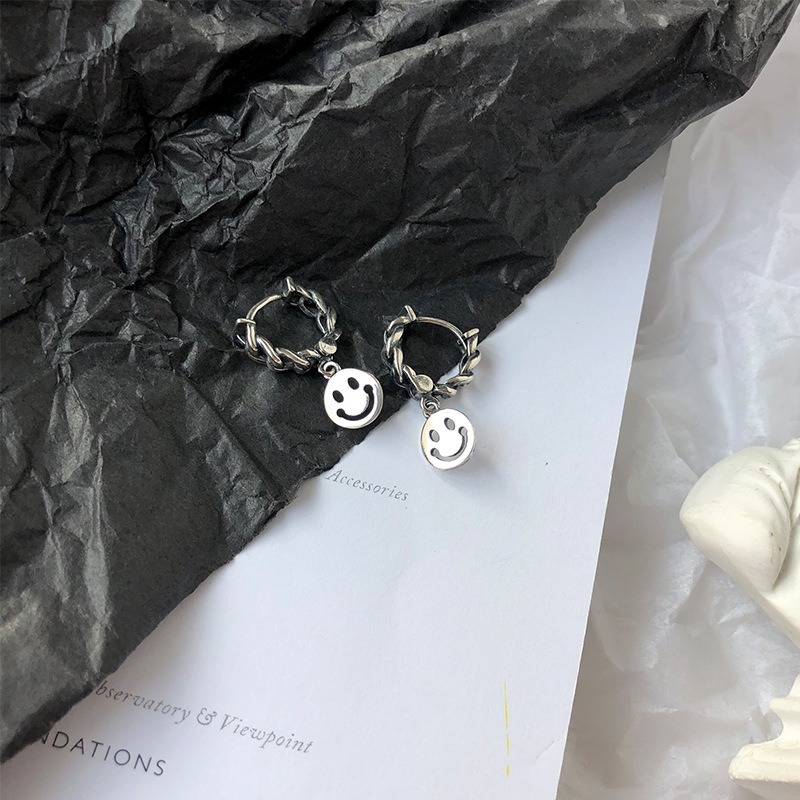 【好.樣.日.子】S925純銀微笑麻花耳環 簡約氣質耳針 耳釘 不易過敏 女生飾品推薦-細節圖3