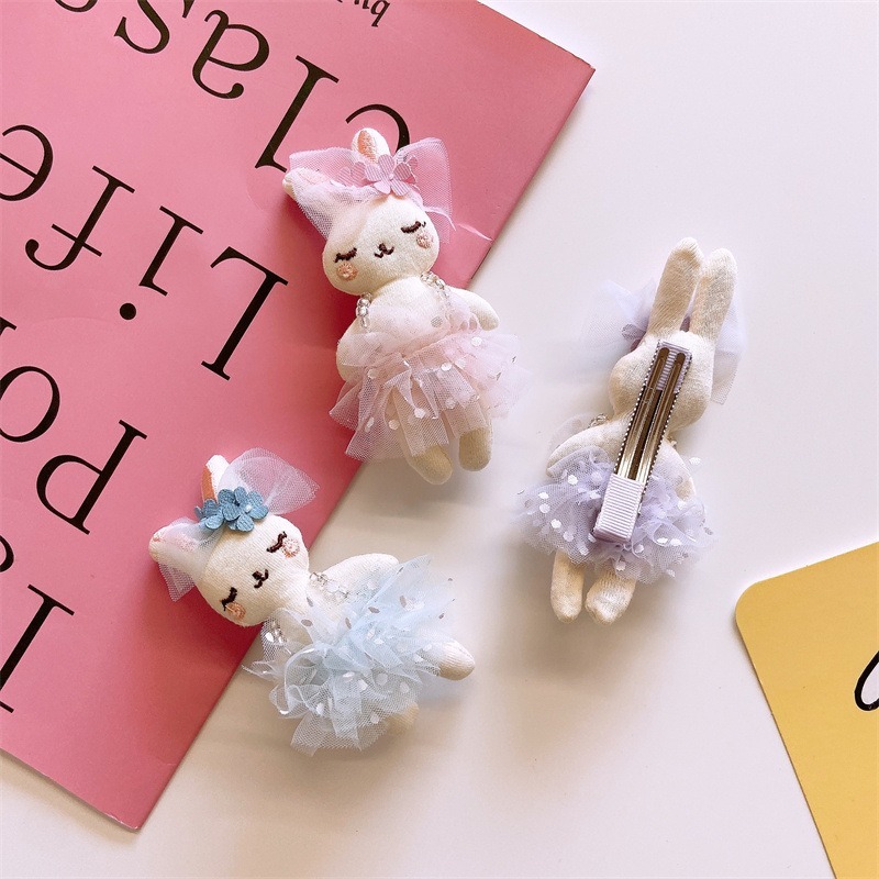 【好.樣.日.子】兔子髮夾 兒童髮夾 兔子娃娃髮夾 女童髮夾 女童髮夾 娃娃髮夾 髪飾 髮夾 兒童髮飾-細節圖2