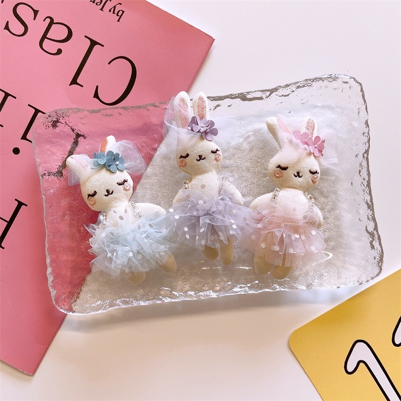 【好.樣.日.子】兔子髮夾 兒童髮夾 兔子娃娃髮夾 女童髮夾 女童髮夾 娃娃髮夾 髪飾 髮夾 兒童髮飾-細節圖3