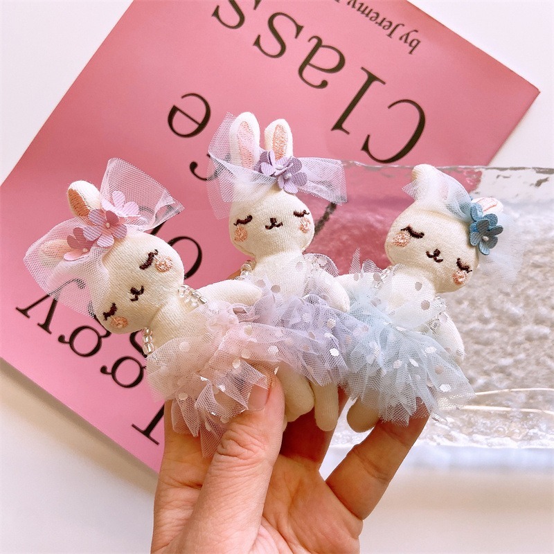 【好.樣.日.子】兔子髮夾 兒童髮夾 兔子娃娃髮夾 女童髮夾 女童髮夾 娃娃髮夾 髪飾 髮夾 兒童髮飾-細節圖4