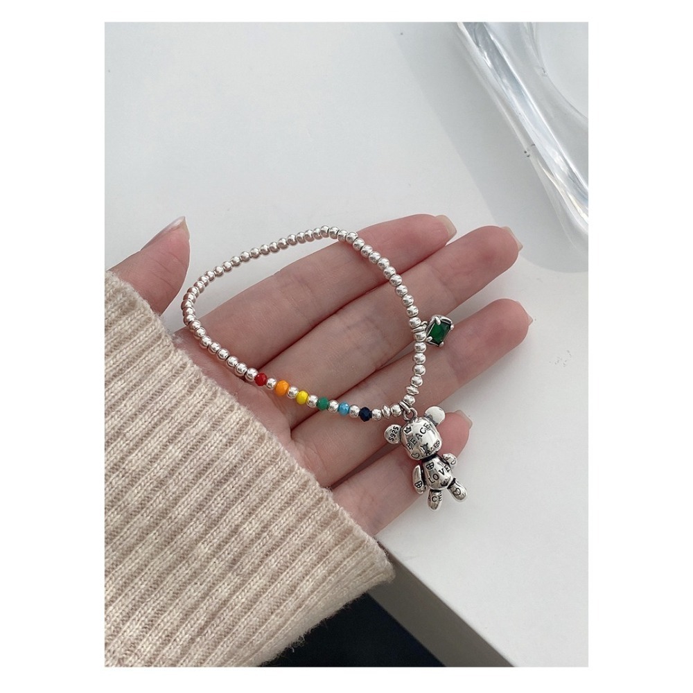 【好.樣.日.子】彩虹圓珠小熊手鍊 可愛設計款手環 不易掉色 抗過敏 情人節生日禮物-細節圖4