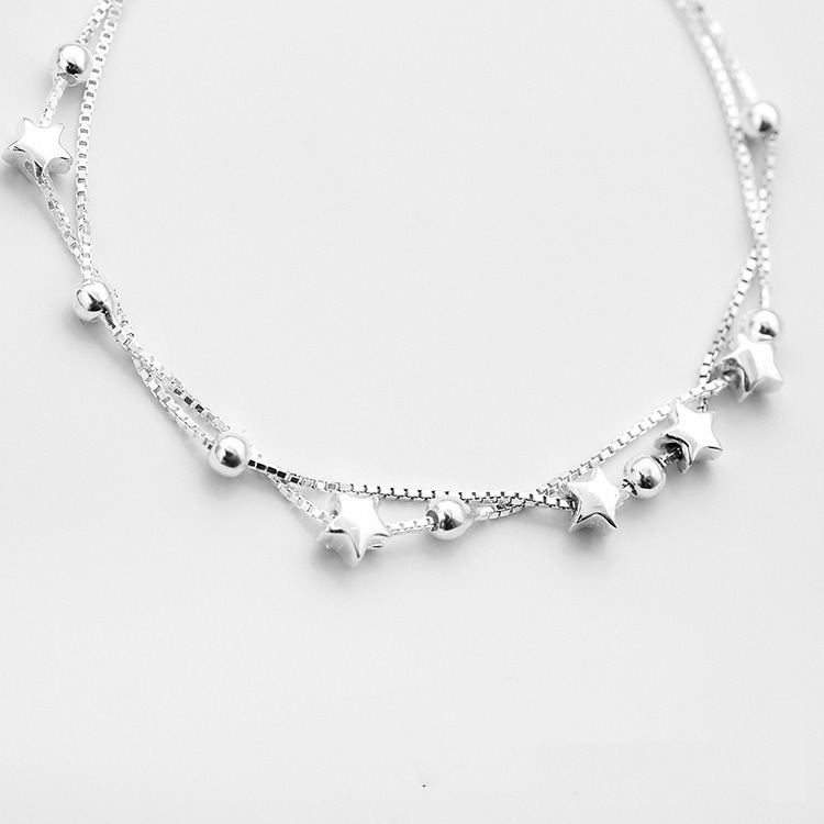 【好.樣.日.子】星星圓珠手鍊 S925雙層星星手鍊 不易掉色圓珠手環 氣質星星設計 女生手鏈飾品-細節圖4