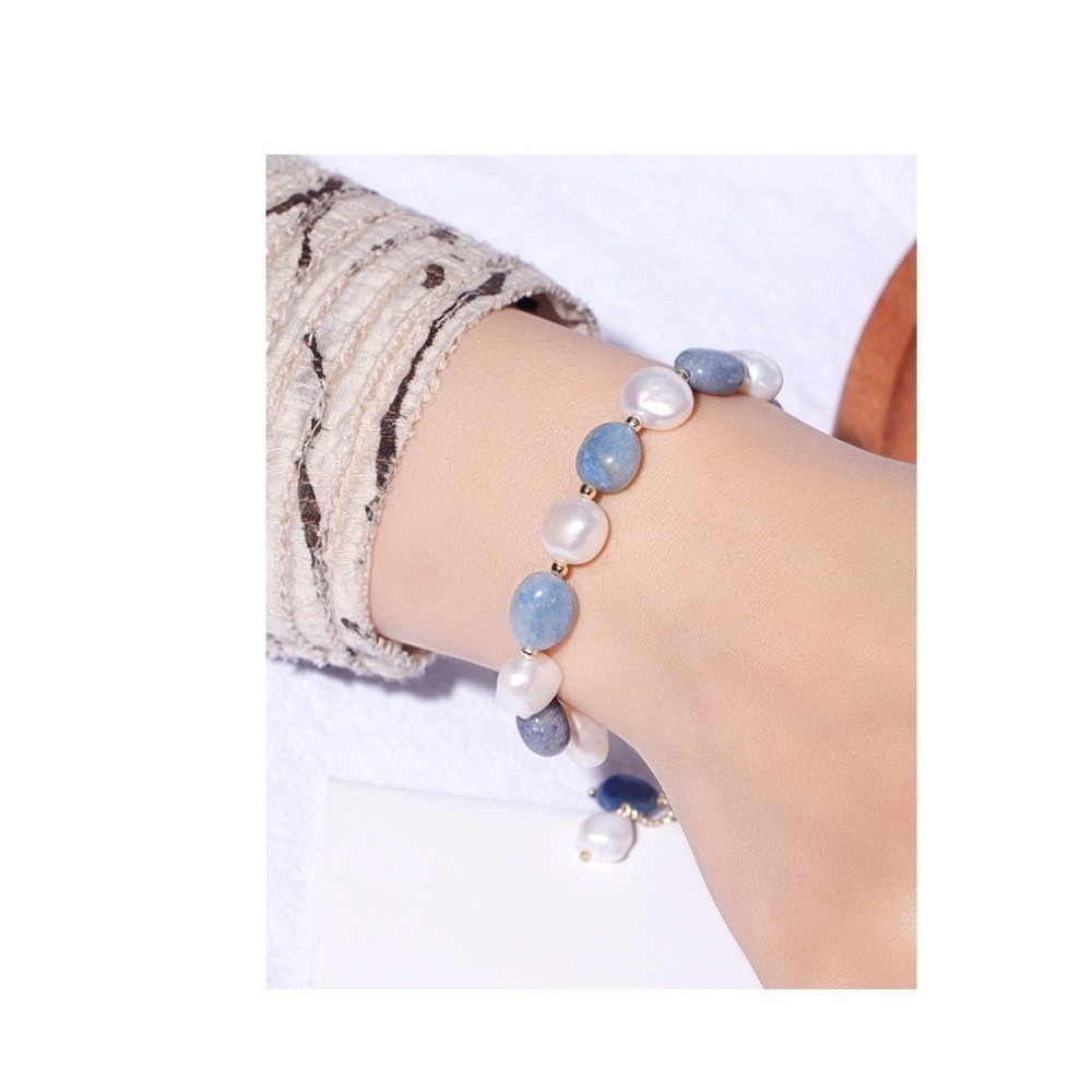 【好.樣.日.子】珍珠藍東陵水晶手鍊 滑扣水晶手鏈  薰衣草紫水晶 太陽石 黑髮晶 彩髮晶 珍珠手鏈 增加人緣手飾-細節圖8