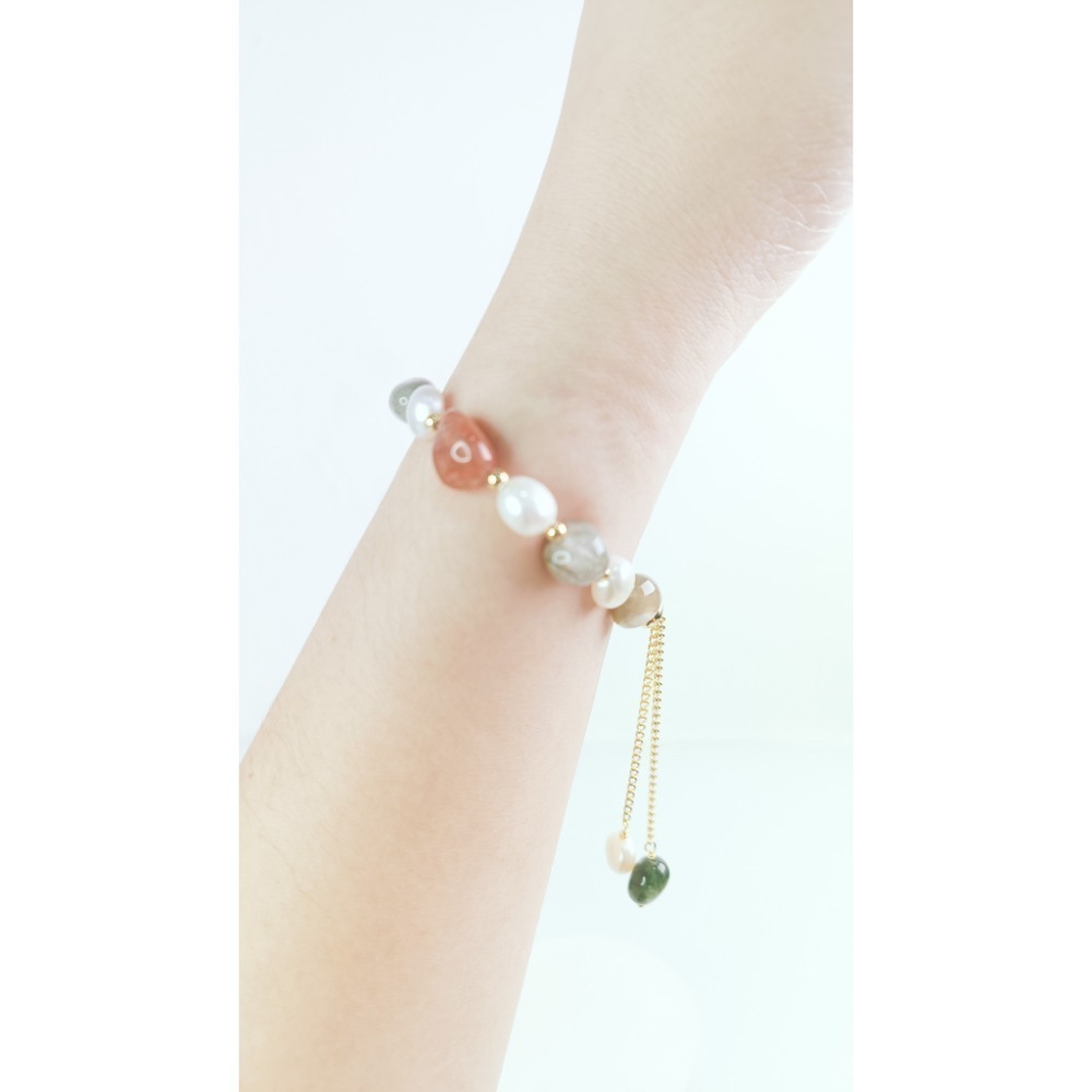 【好.樣.日.子】珍珠藍東陵水晶手鍊 滑扣水晶手鏈  薰衣草紫水晶 太陽石 黑髮晶 彩髮晶 珍珠手鏈 增加人緣手飾-規格圖9