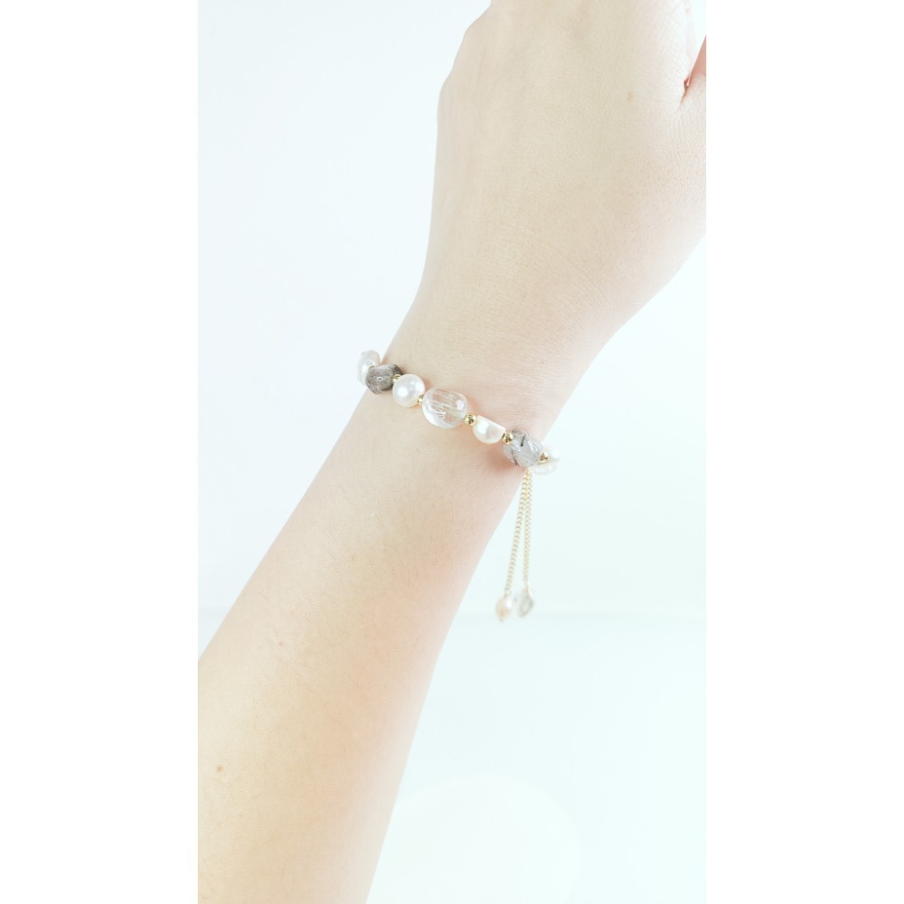 【好.樣.日.子】珍珠藍東陵水晶手鍊 滑扣水晶手鏈  薰衣草紫水晶 太陽石 黑髮晶 彩髮晶 珍珠手鏈 增加人緣手飾-規格圖9