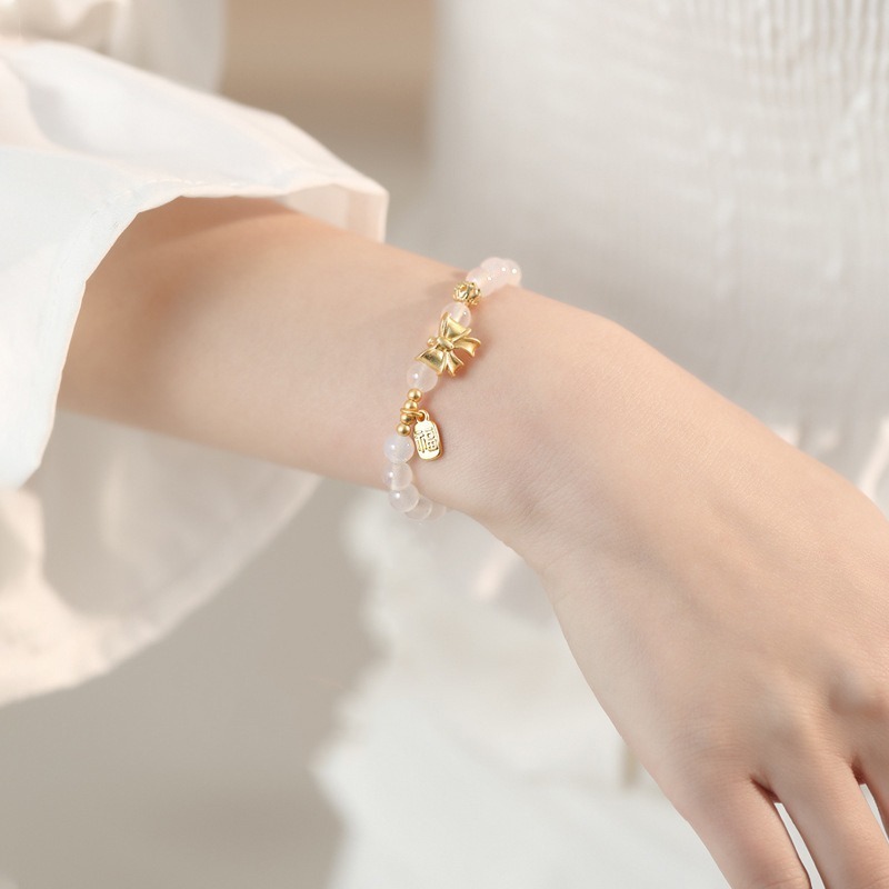 【好.樣.日.子】公主系列天然白瑪瑙水晶手鏈 水晶手鍊 天然水晶髮晶 天然水晶手鍊手環 水晶設計款 手鍊手環-細節圖3