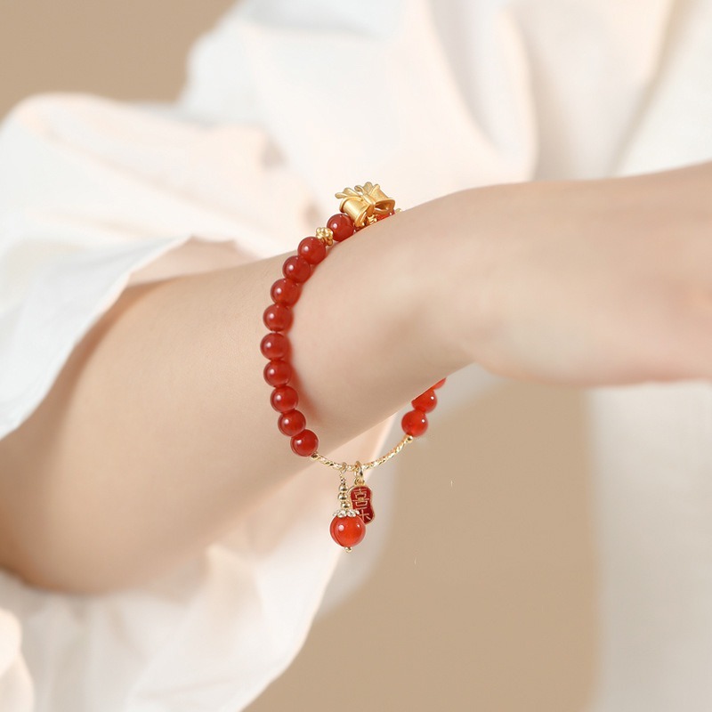 【好.樣.日.子】公主系列天然紅瑪瑙水晶手鏈 水晶手鍊 天然水晶髮晶 天然水晶手鍊手環 水晶設計款 手鍊手環-細節圖3