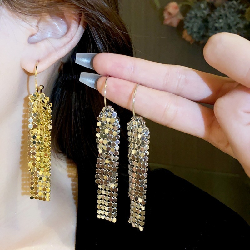 【好.樣.日.子】水鑽流蘇耳環 流蘇耳環 誇張浮誇大耳環 韓國耳環 水鑽耳環 S925純銀耳針 耳釘耳環-細節圖3