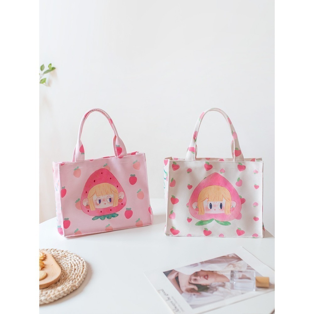 【好.樣.日.子】可愛塗鴉插畫帆布手提袋 卡通手提包 購物袋 可愛帆布包 手提袋 手提包 插畫風帆布袋 塗鴉包包-細節圖2