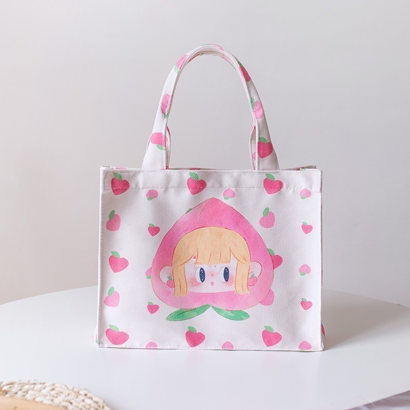 【好.樣.日.子】可愛塗鴉插畫帆布手提袋 卡通手提包 購物袋 可愛帆布包 手提袋 手提包 插畫風帆布袋 塗鴉包包-細節圖10