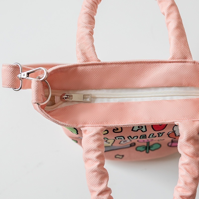 【好.樣.日.子】可愛卡通塗鴉帆布包 手提肩背斜背三用包 購物袋 側背包 手提袋 肩背包 輕便日系風包包-細節圖4