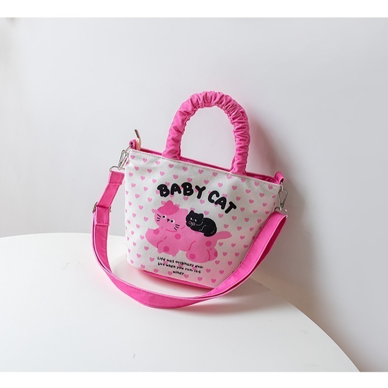 【好.樣.日.子】可愛卡通塗鴉帆布包 手提肩背斜背三用包 購物袋 側背包 手提袋 肩背包 輕便日系風包包-細節圖6