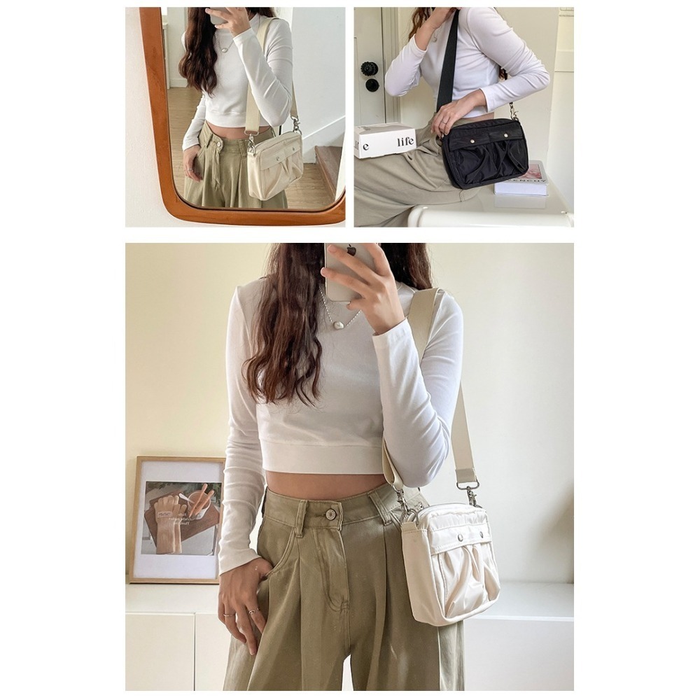 【好.樣.日.子】輕量防潑水尼龍斜背包 百搭男女側背小包 單肩郵差包 休閒肩背包 隨身收納斜背包 出遊通勤必備-細節圖6