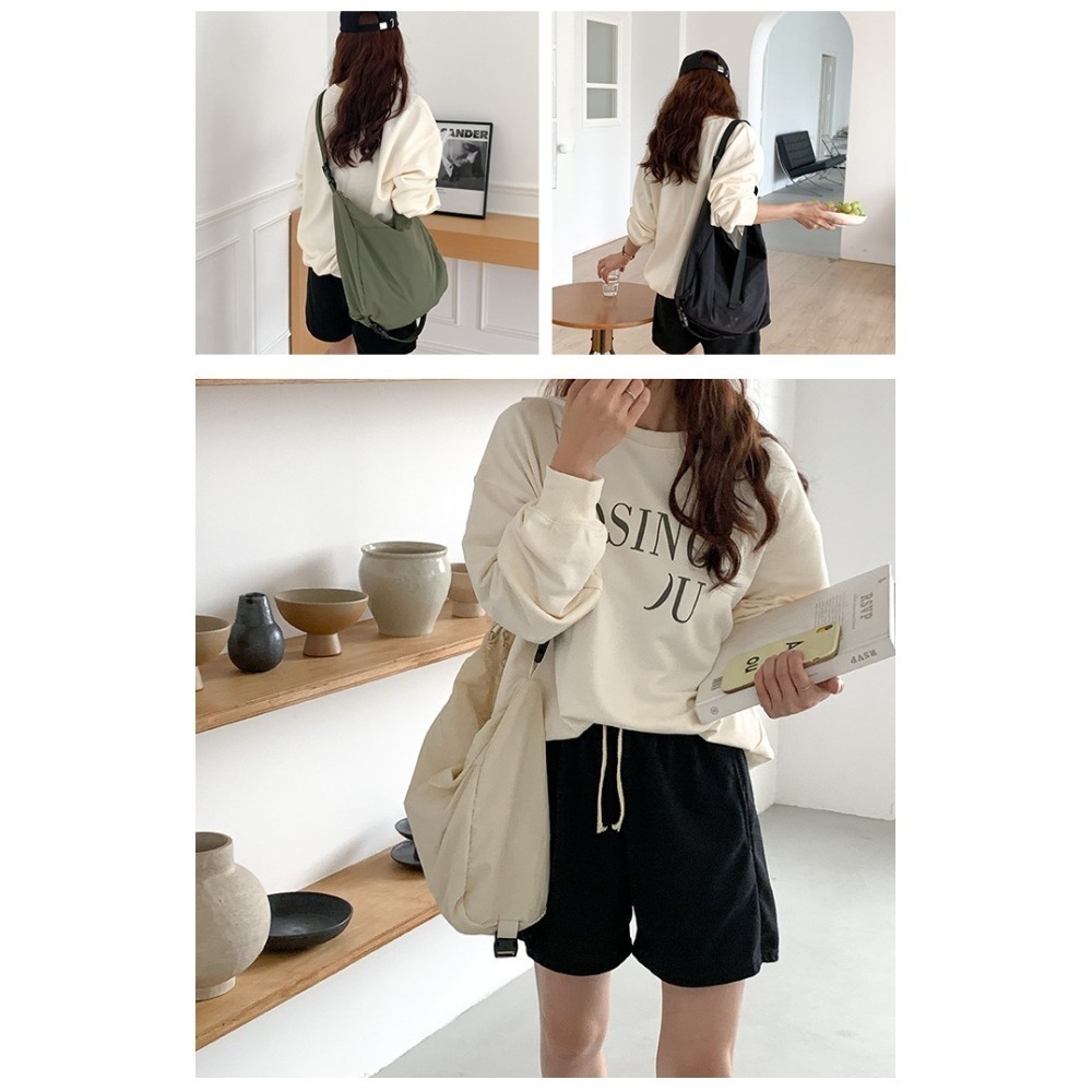 【好.樣.日.子】大容量尼龍斜背包 輕量防潑水單肩包 男女休閒肩背包 斜跨包 出遊通勤包 大包 尼龍包-細節圖9