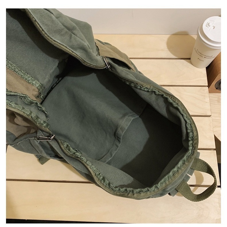 【好.樣.日.子】拼色水洗帆布後背包 拼色後背包 男女通用大容量通勤包 簡約多功能背包 上班學生書包-細節圖10