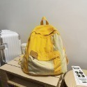 【好.樣.日.子】拼色水洗帆布後背包 拼色後背包 男女通用大容量通勤包 簡約多功能背包 上班學生書包-規格圖1