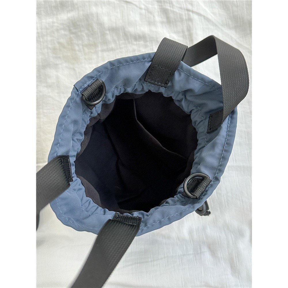 【好.樣.日.子】抽繩皺摺尼龍斜背托特包 水桶包 單肩包 肩背包 輕便防潑水小包 休閒百搭斜背包 尼龍包 女生包包推薦-細節圖9