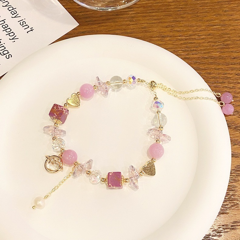 【好.樣.日.子】甜美星球造型天然水晶手鍊 可調節滑扣 紫水晶 綠水晶 水晶手環 水晶手鏈 女生飾品 開運手鍊-細節圖2