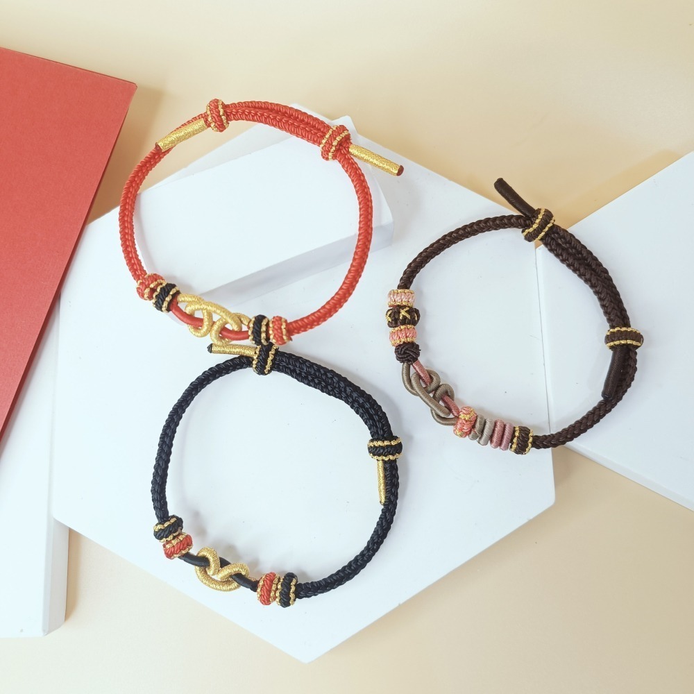 【好.樣.日.子】[開運紅繩]元寶招財手鍊 編織幸運手環 紅繩 黑繩 咖啡繩 元寶繩結 男女適用 開運飾品 招財祈福-細節圖2