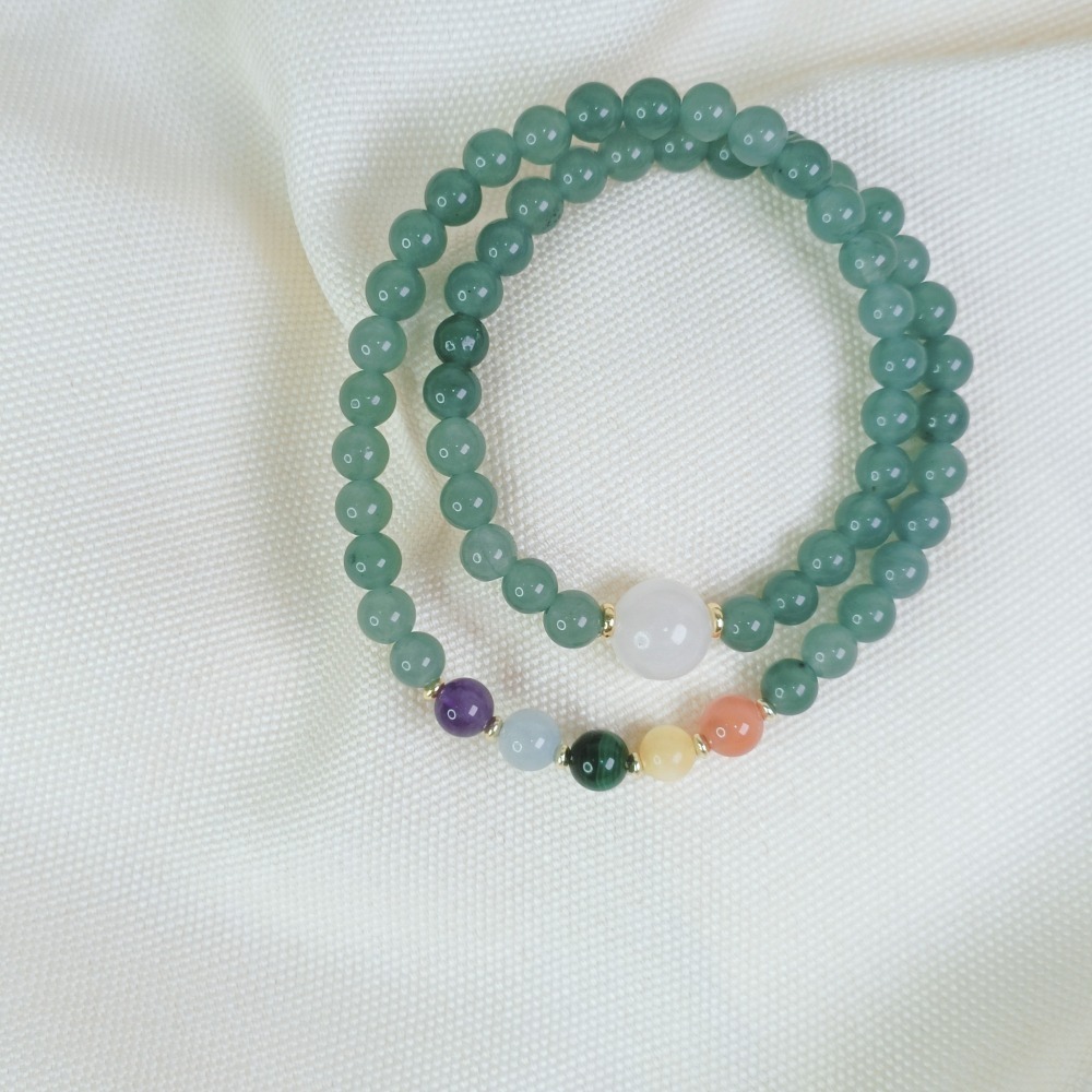 【好.樣.日.子】靜謐藍水玉髓雙圈手鍊 能量手串 情緒穩定 提升直覺 雙圈水晶手環 手工設計款-細節圖3