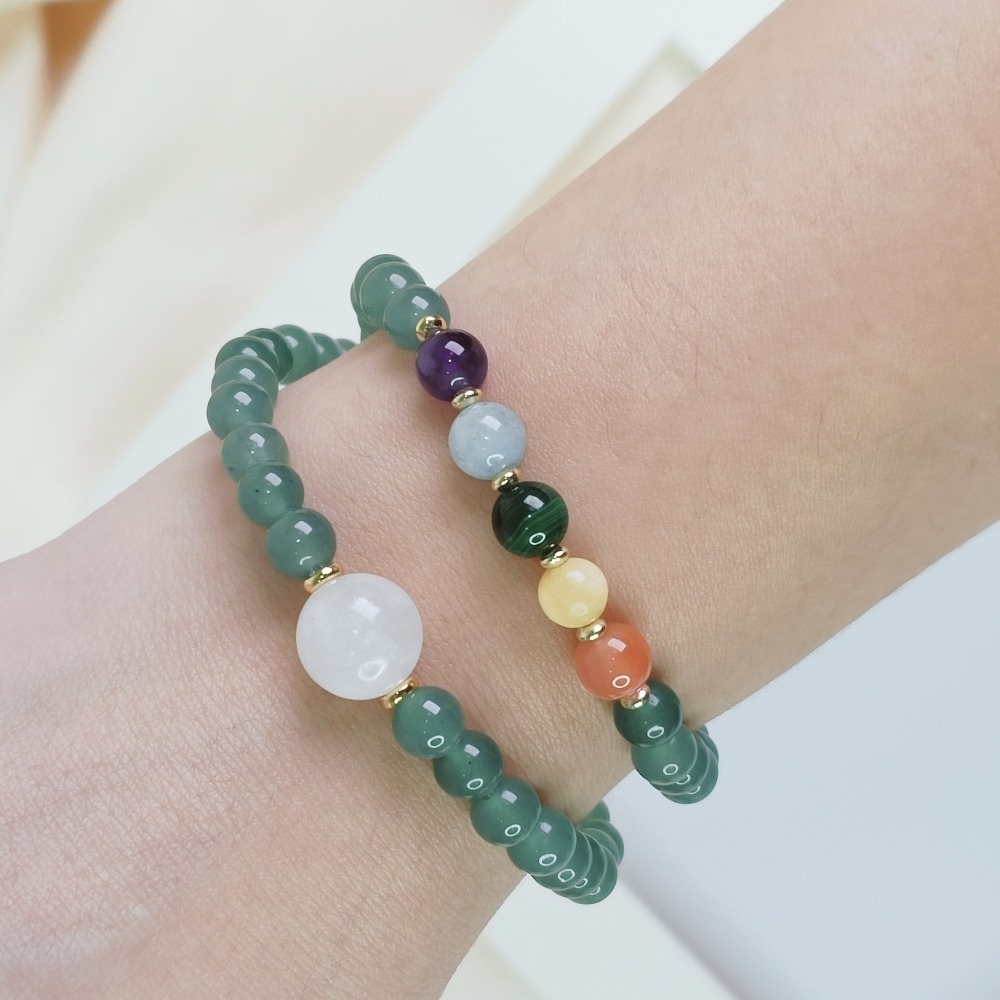 【好.樣.日.子】靜謐藍水玉髓雙圈手鍊 能量手串 情緒穩定 提升直覺 雙圈水晶手環 手工設計款-細節圖6