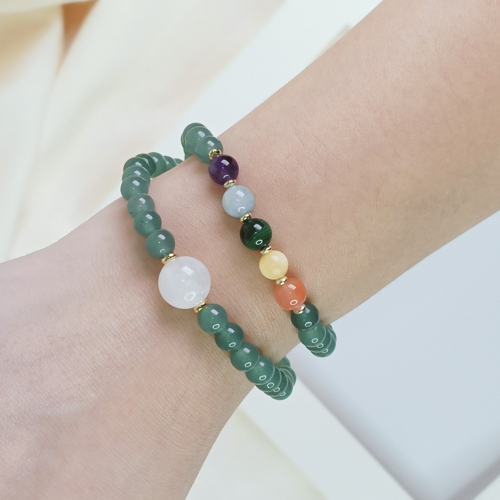 【好.樣.日.子】靜謐藍水玉髓雙圈手鍊 能量手串 情緒穩定 提升直覺 雙圈水晶手環 手工設計款-細節圖7