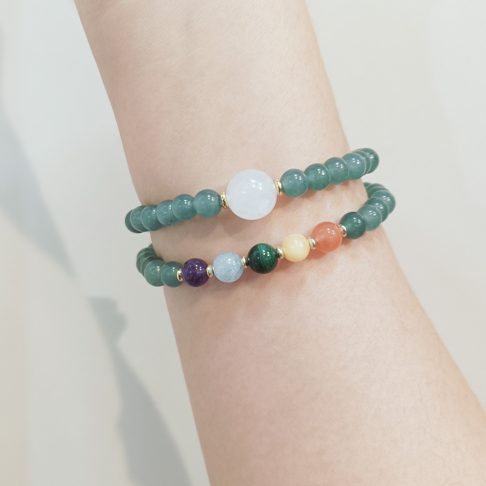 【好.樣.日.子】靜謐藍水玉髓雙圈手鍊 能量手串 情緒穩定 提升直覺 雙圈水晶手環 手工設計款-細節圖8