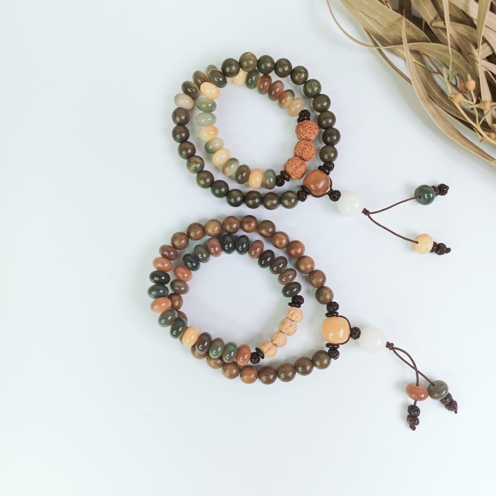 【好.樣.日.子】綠檀木雙圈手串 菩提木手環 情侶款手串 知己夥伴紀念 手作木質開運飾品-細節圖2