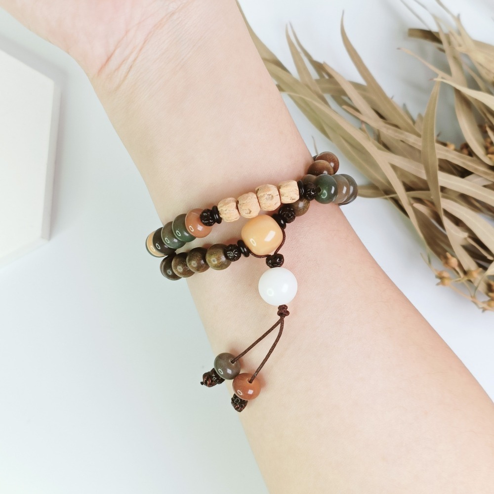 【好.樣.日.子】綠檀木雙圈手串 菩提木手環 情侶款手串 知己夥伴紀念 手作木質開運飾品-細節圖7