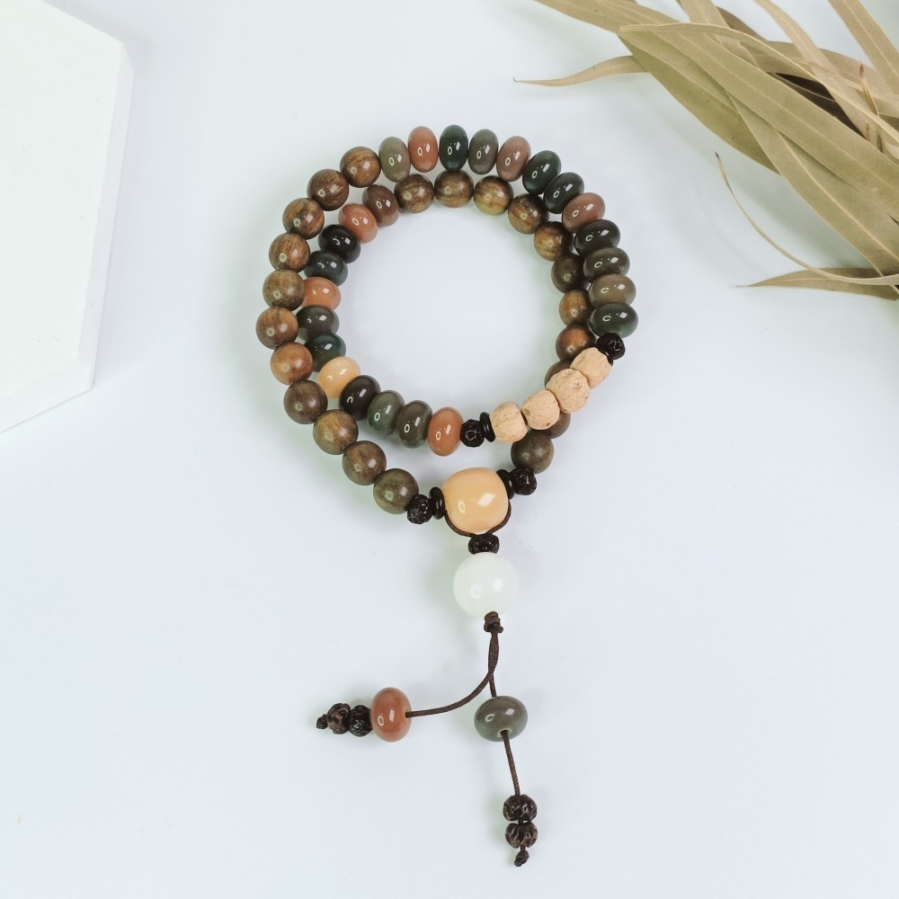 【好.樣.日.子】綠檀木雙圈手串 菩提木手環 情侶款手串 知己夥伴紀念 手作木質開運飾品-細節圖9