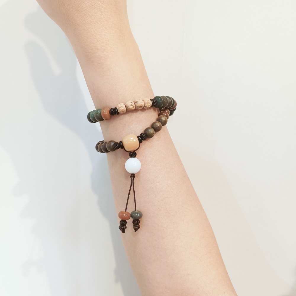 【好.樣.日.子】綠檀木雙圈手串 菩提木手環 情侶款手串 知己夥伴紀念 手作木質開運飾品-細節圖10