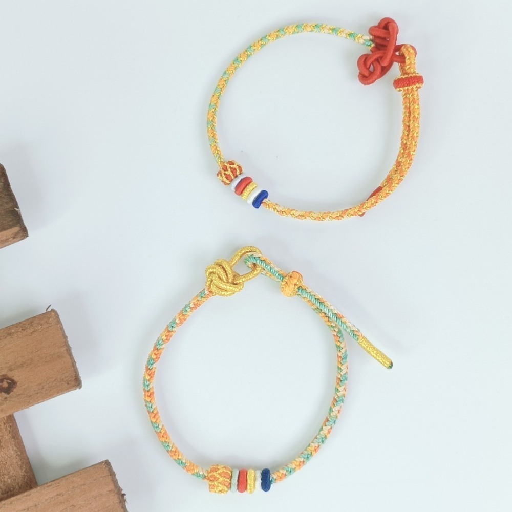 【好.樣.日.子】五彩納福吉運結繩手環 開運紅繩 編織手鍊 招財手環 好運手環 編織紅繩手環 手作祈福手繩-細節圖3