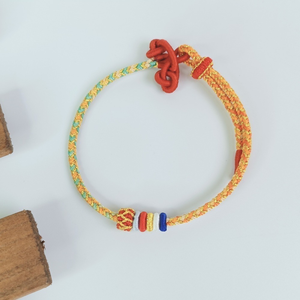【好.樣.日.子】五彩納福吉運結繩手環 開運紅繩 編織手鍊 招財手環 好運手環 編織紅繩手環 手作祈福手繩-細節圖4