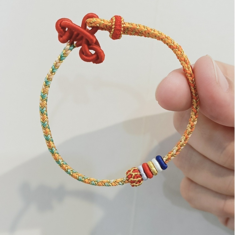 【好.樣.日.子】五彩納福吉運結繩手環 開運紅繩 編織手鍊 招財手環 好運手環 編織紅繩手環 手作祈福手繩-細節圖6