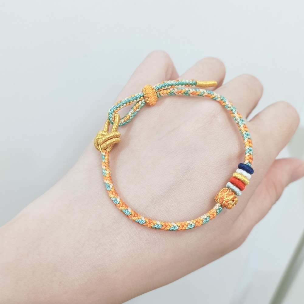 【好.樣.日.子】五彩納福吉運結繩手環 開運紅繩 編織手鍊 招財手環 好運手環 編織紅繩手環 手作祈福手繩-規格圖10