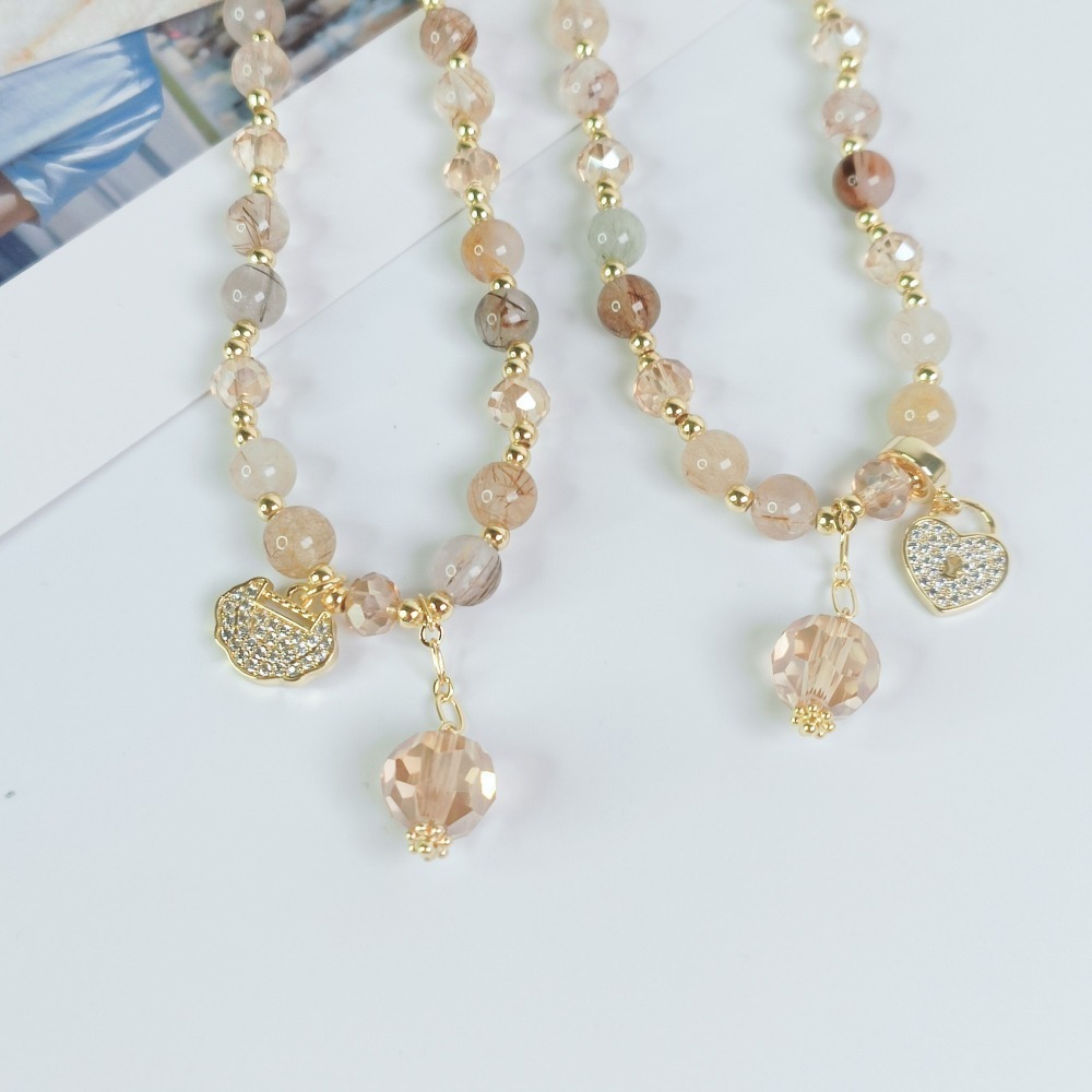 【好.樣.日.子】金耀幻彩髮晶手鍊 開運手鍊 黃髮晶 紅髮晶 綠髮晶 黑髮晶 開運能量水晶手鍊 招財轉運飾品-細節圖2