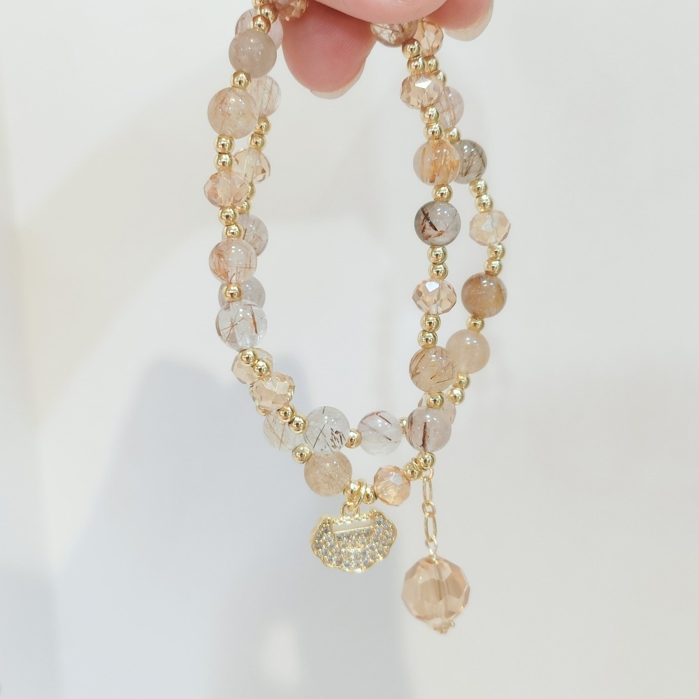 【好.樣.日.子】金耀幻彩髮晶手鍊 開運手鍊 黃髮晶 紅髮晶 綠髮晶 黑髮晶 開運能量水晶手鍊 招財轉運飾品-細節圖7