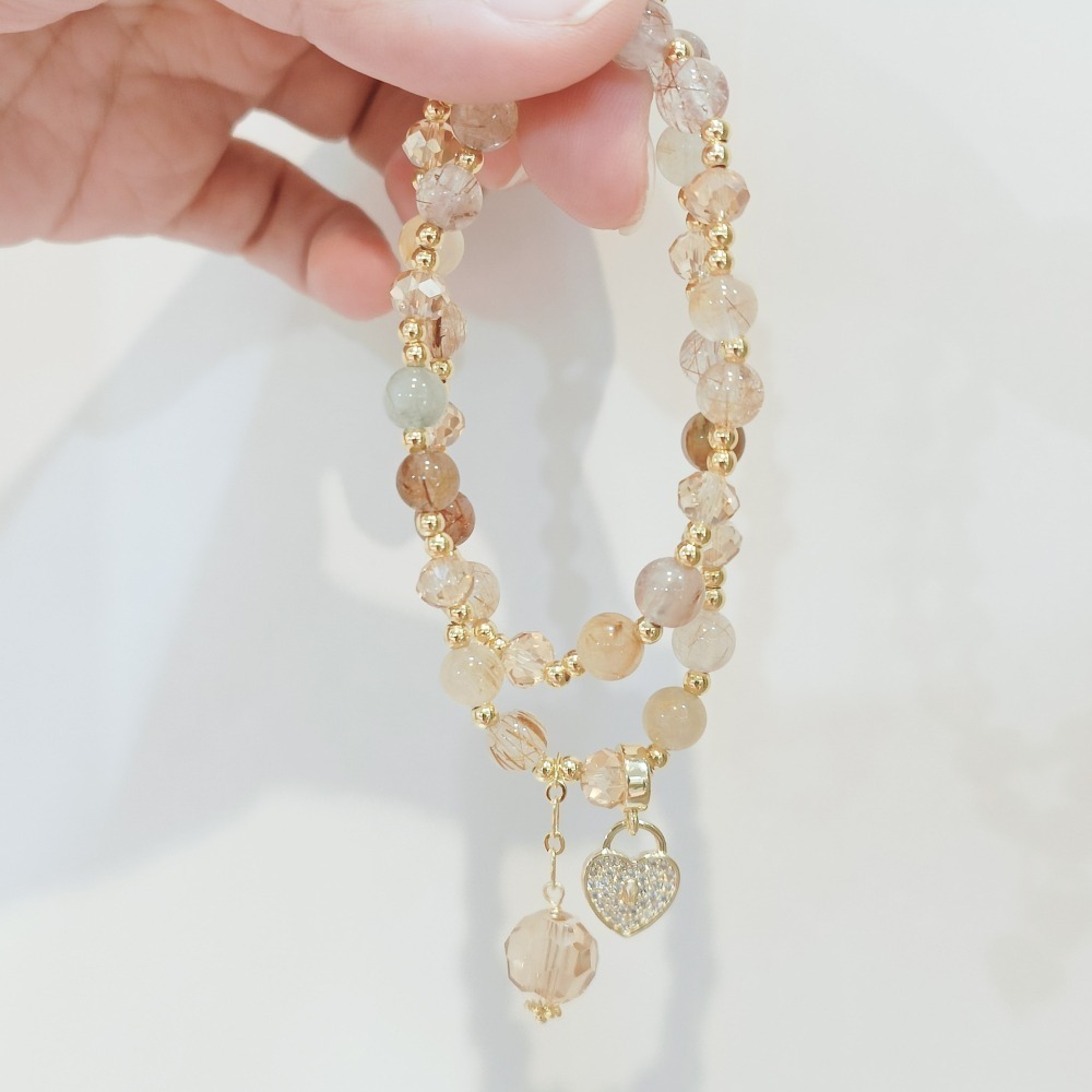 【好.樣.日.子】金耀幻彩髮晶手鍊 開運手鍊 黃髮晶 紅髮晶 綠髮晶 黑髮晶 開運能量水晶手鍊 招財轉運飾品-細節圖8