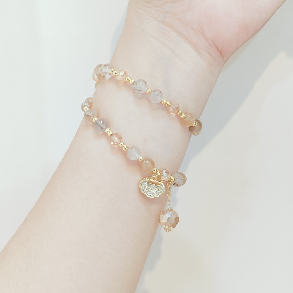 【好.樣.日.子】金耀幻彩髮晶手鍊 開運手鍊 黃髮晶 紅髮晶 綠髮晶 黑髮晶 開運能量水晶手鍊 招財轉運飾品-規格圖8