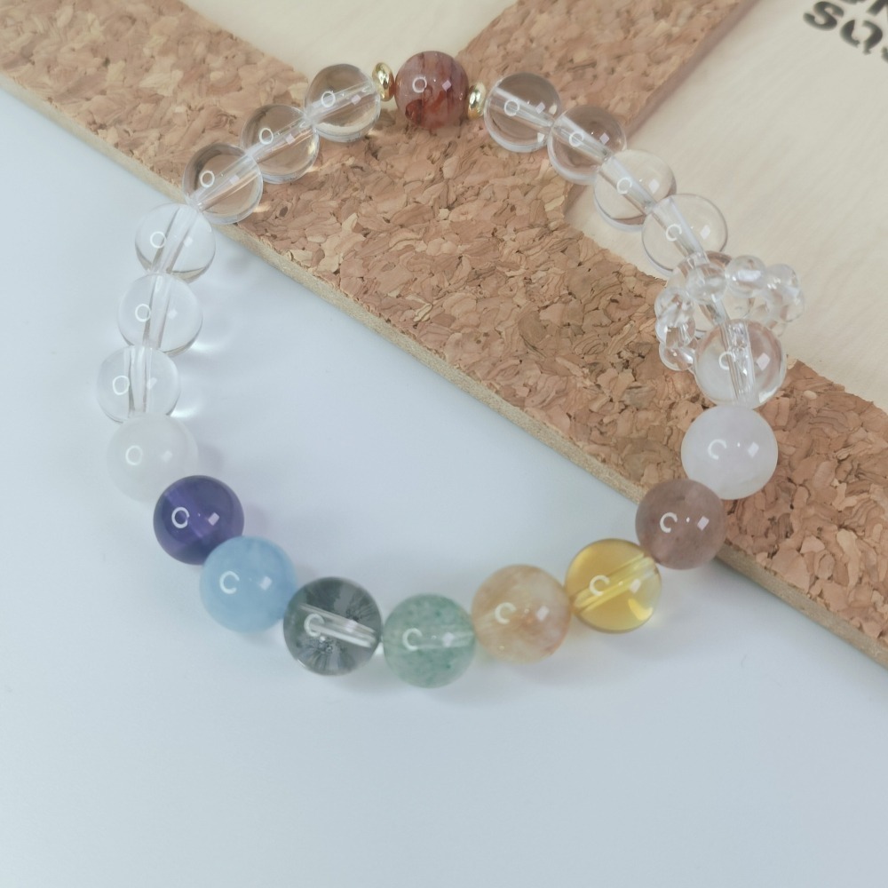 【好.樣.日.子】彩虹多寶能量水晶手鍊 開運七色能量手串 招財轉運 情緒平衡 天然水晶手鍊 男女通用飾品-細節圖5