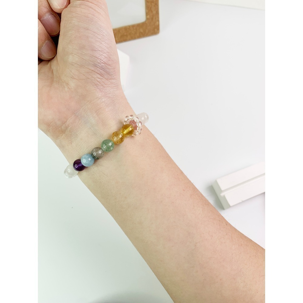 【好.樣.日.子】彩虹多寶能量水晶手鍊 開運七色能量手串 招財轉運 情緒平衡 天然水晶手鍊 男女通用飾品-細節圖8