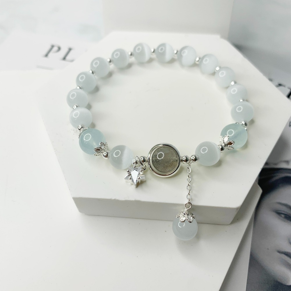 【好.樣.日.子】貓眼石海藍寶月光石水晶手鍊 天然水晶手鍊 開運手鍊 貓眼石手鍊 海藍寶手鍊 月光石手鍊 手環手鏈 情侶-細節圖4