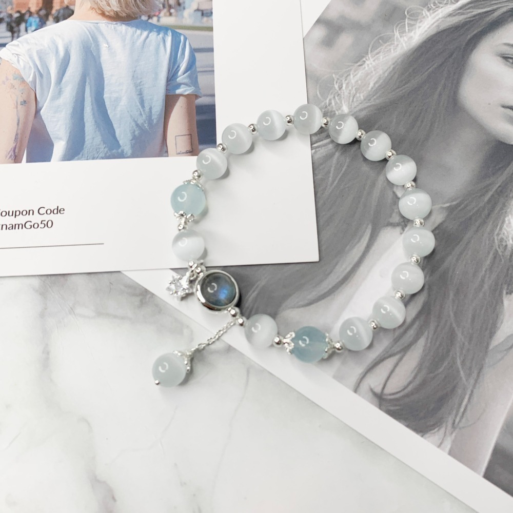 【好.樣.日.子】貓眼石海藍寶月光石水晶手鍊 天然水晶手鍊 開運手鍊 貓眼石手鍊 海藍寶手鍊 月光石手鍊 手環手鏈 情侶-細節圖5