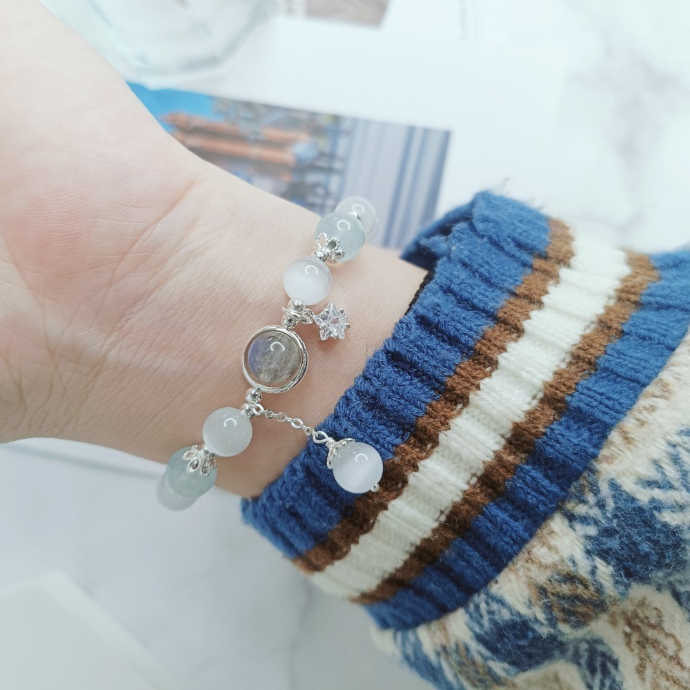 【好.樣.日.子】貓眼石海藍寶月光石水晶手鍊 天然水晶手鍊 開運手鍊 貓眼石手鍊 海藍寶手鍊 月光石手鍊 手環手鏈 情侶-細節圖7