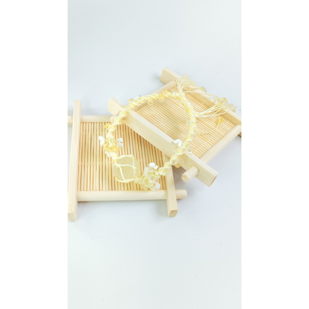 【好.樣.日.子】手工水晶編織手環 水晶編織手環 開運手鍊 水晶手環 黃水晶 草莓晶 白水晶-細節圖4