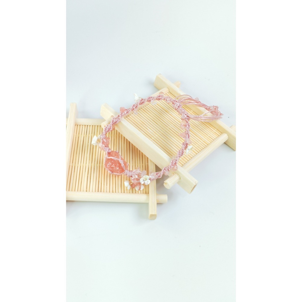 【好.樣.日.子】手工水晶編織手環 水晶編織手環 開運手鍊 水晶手環 黃水晶 草莓晶 白水晶-細節圖5