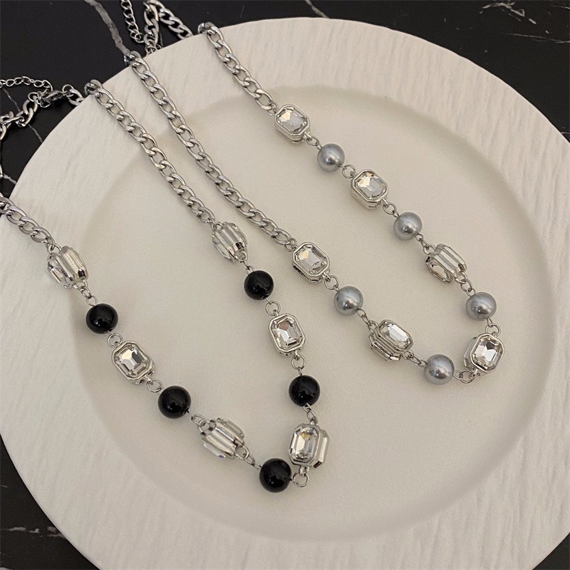 [鈦鋼項鍊]冷淡風鋯石鈦鋼項鍊 小眾設計感鎖骨鍊 氣質百搭項鍊 女生輕奢飾品 鋯石項鍊 鈦鋼鎖骨鏈 個性風頸鍊-細節圖2