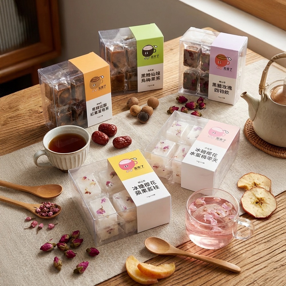 茶來了 手工黑糖冰糖茶磚 黑糖薑母茶 仙楂烏梅 玫瑰四物 櫻花蘋果荔枝 寒天茶水蜜桃 暖宮 養顏 消暑 解膩果茶 下午茶-細節圖2