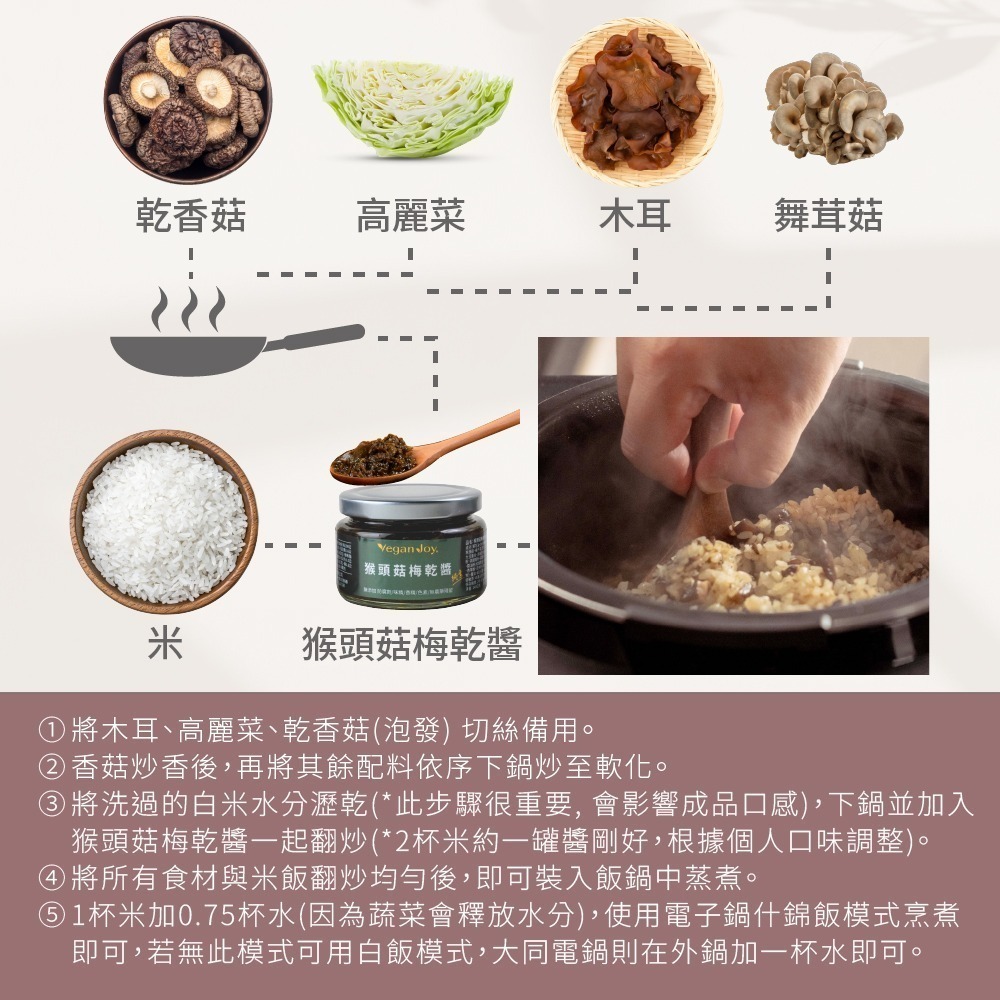 【限時購】【VeganJoy年末回饋】猴頭菇梅乾(250g/罐）｜贈125g醬料兩罐(隨機出貨)-細節圖6