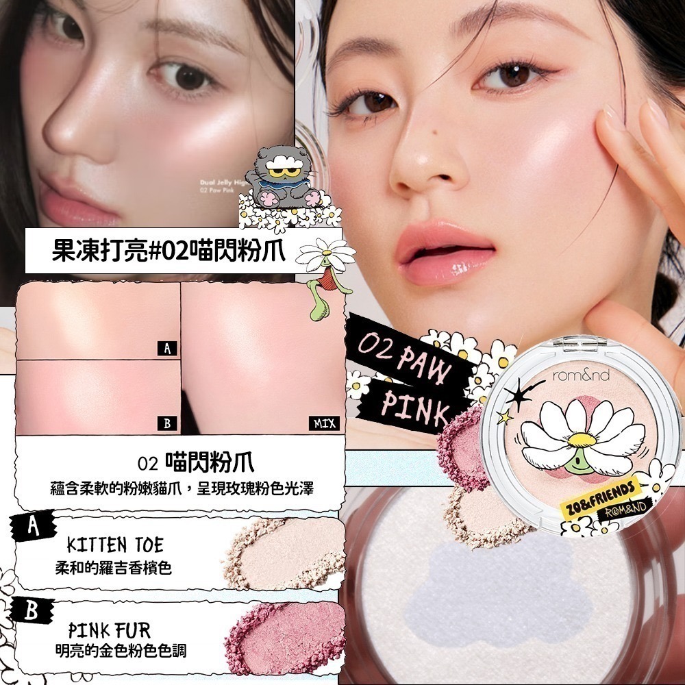 Rom&nd × ZO&FRIENDS｜聯名限定彩妝系列（唇釉／眼影／唇膏／腮紅／打亮／氣墊粉餅）-規格圖7